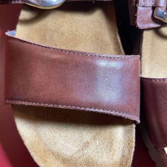 Naot Leather Slide Sandals Womens EU 36 US 5.5 Brown Chain Israel Comfort - Picture 9 of 13